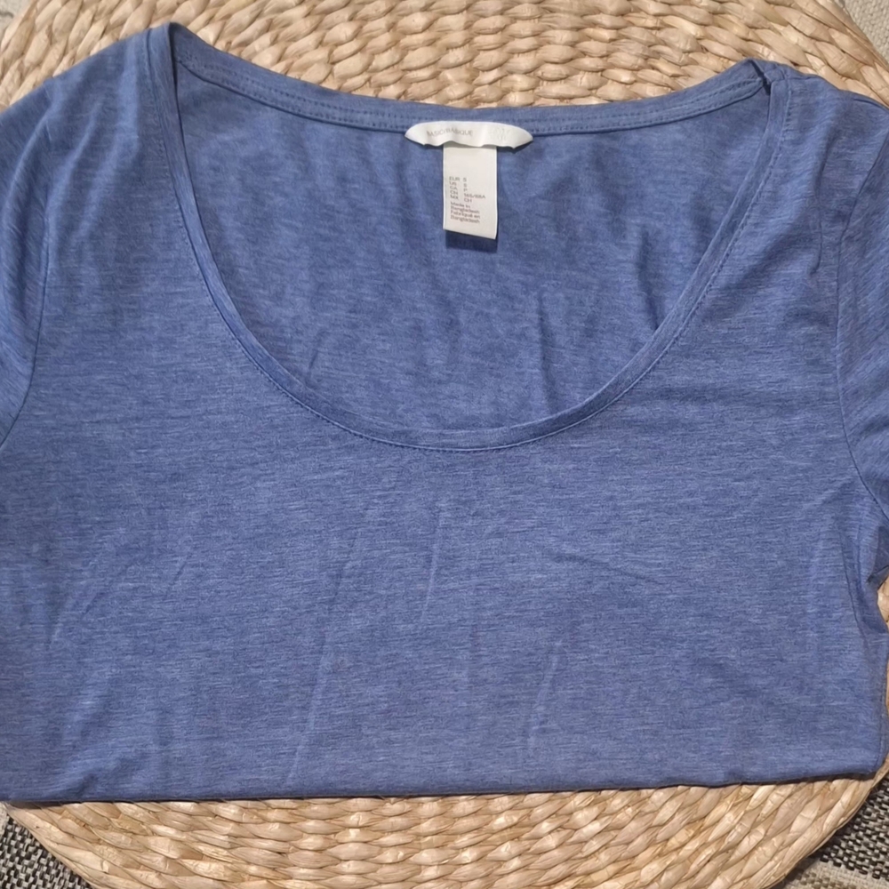 H&M Womens Fitted Small Soft Blue Short Sleeve Tee Basic Classic